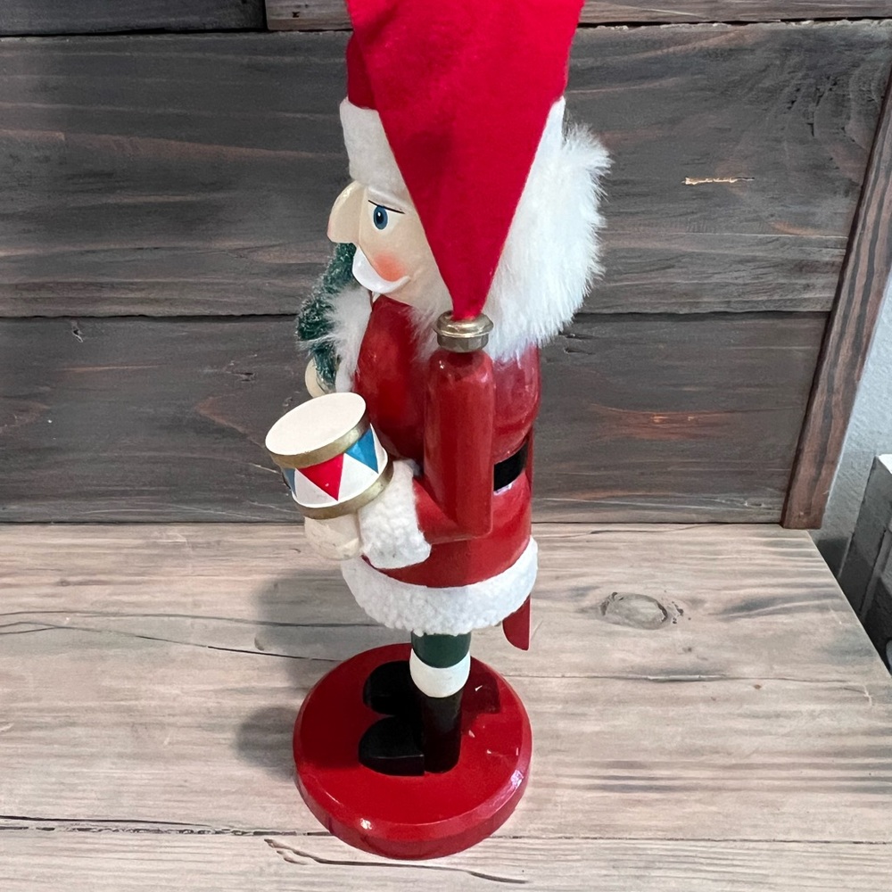(SOLD) Festive Red Nutcracker with Drum and Tree - Picture 2 of 4